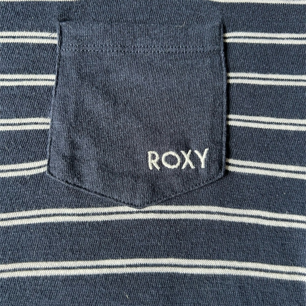 Roxy Striped Navy and white T-Shirt with pocket - Picture 6 of 6
